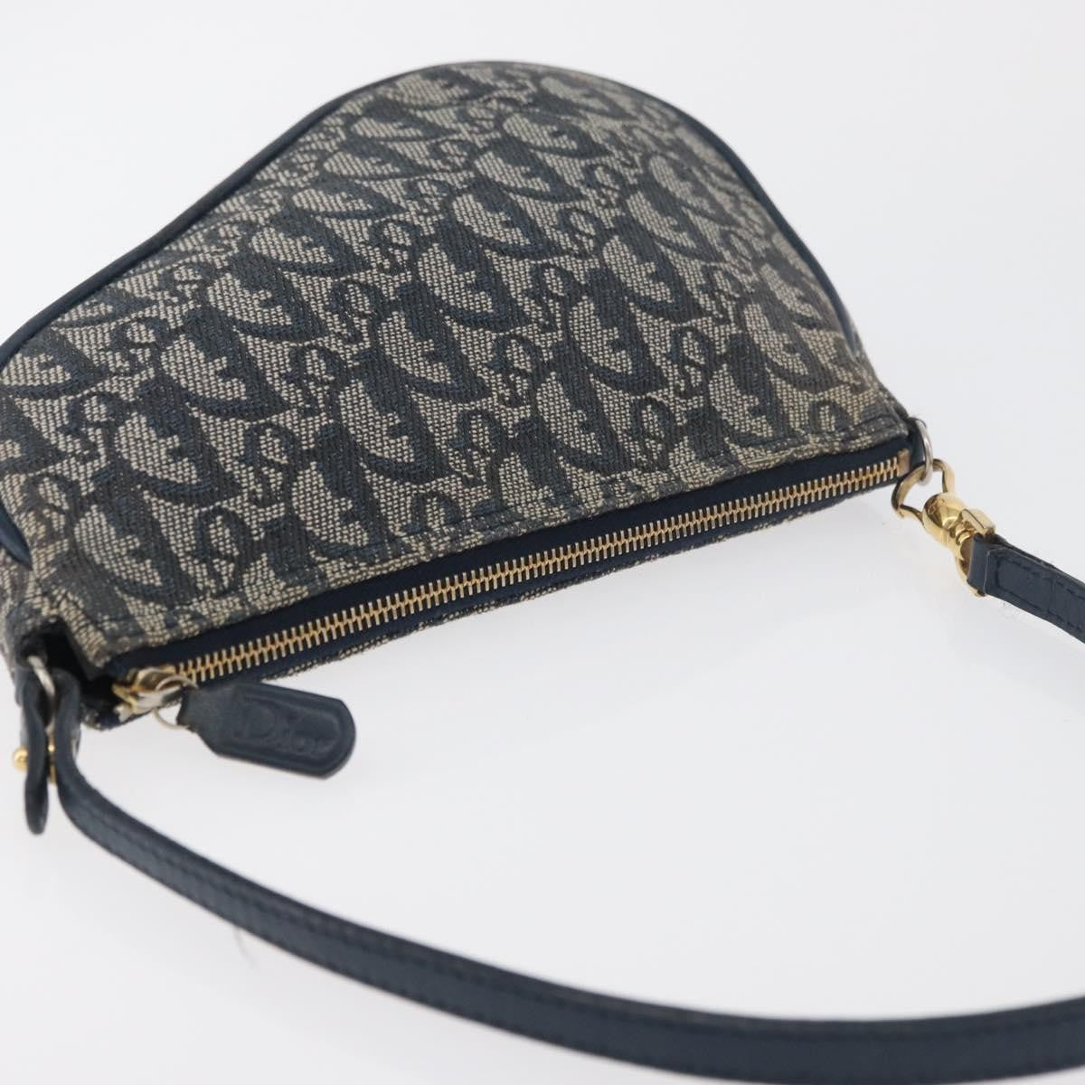 Christian Dior Vintage Saddle Diorissimo Canvas, Navy, Canvas, Handbag