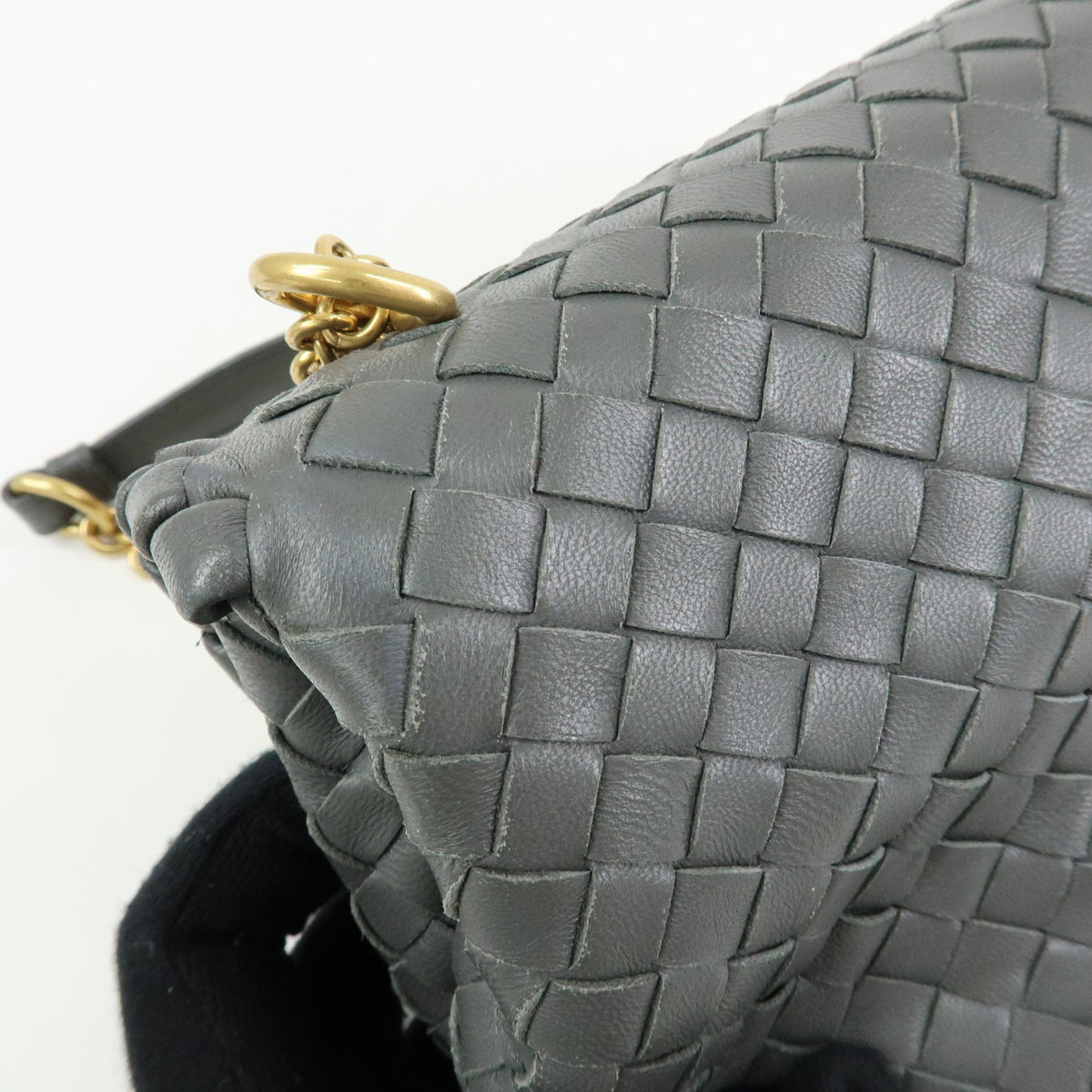 Bottega Veneta Olimpia Intrecciato Nappa, Gray, Leather, Crossbody Bag