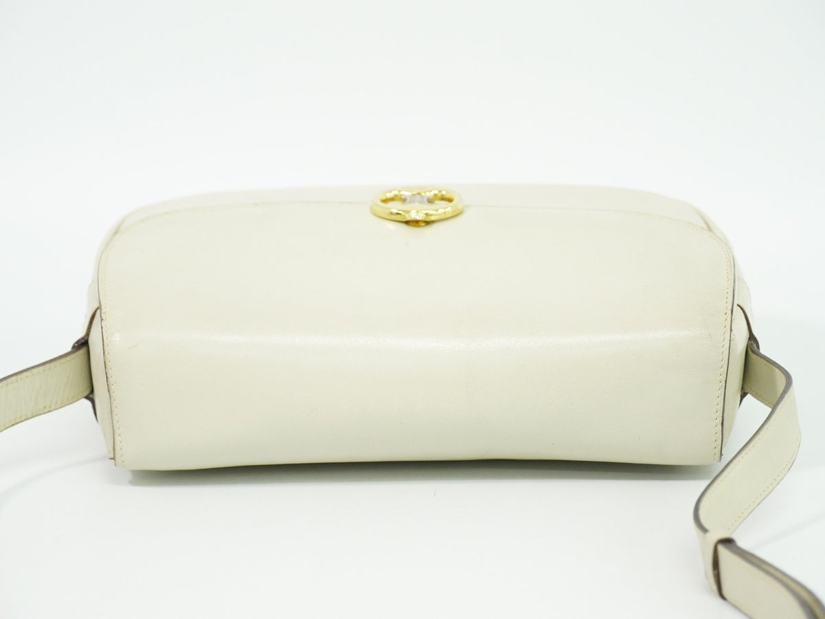 Celine Flap Shoulder Leather, Beige, Leather, Shoulder Bag