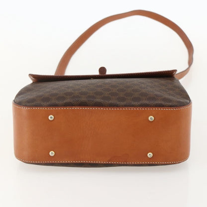 Celine Vintage Convertible Top Handle Macadam Coated Canvas, Brown, PVC, Handbag