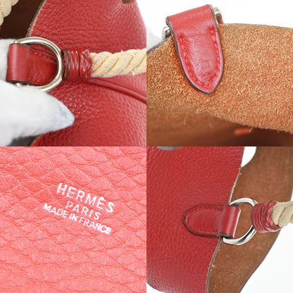Hermes Mangeoire Taurillon Clemence Leather, Red, Leather, Shoulder Bag