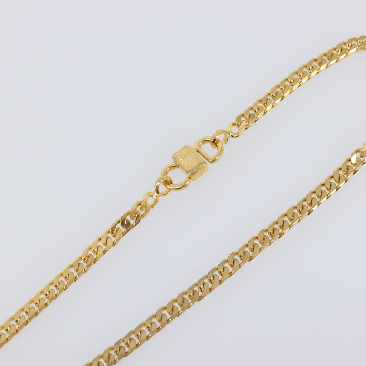 Celine Vintage Logo Circle Pendant Metal, Gold, Metal, Necklace