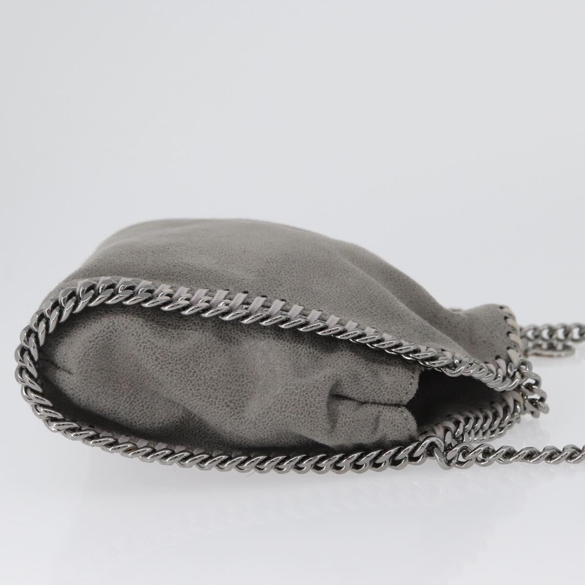 Stella McCartney Falabella Fold Over Faux Leather, Gray, Polyester, Shoulder Bag