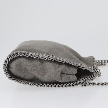 Stella McCartney Falabella Fold Over Faux Leather, Gray, Polyester, Shoulder Bag