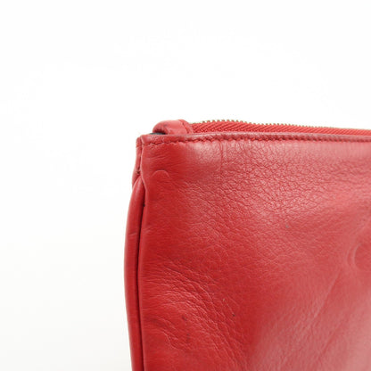 Balenciaga Everyday Logo Printed Leather, Red, Leather, Clutch
