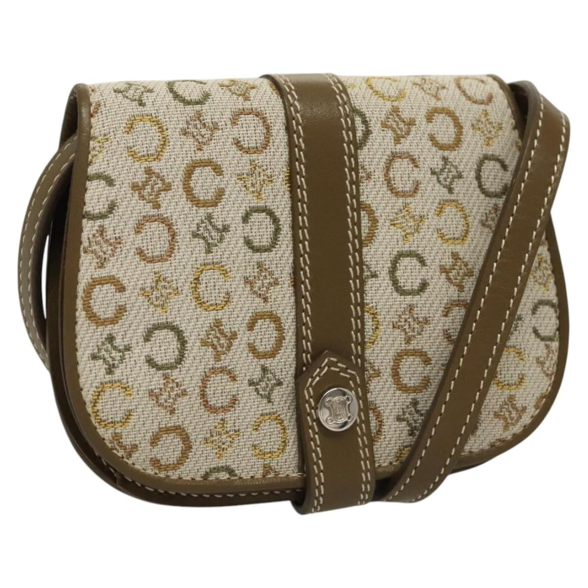 Celine Vintage Shoulder Bag Canvas, Khaki, Canvas, Shoulder Bag
