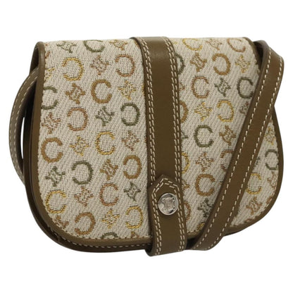 Celine Vintage Shoulder Bag Canvas, Khaki, Canvas, Shoulder Bag