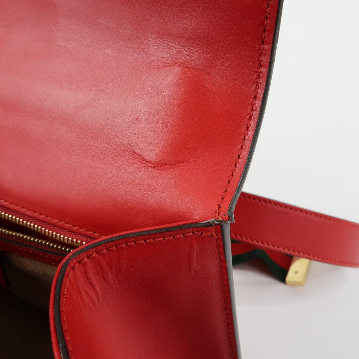 Gucci Sylvie Leather, Red, Leather, Shoulder Bag