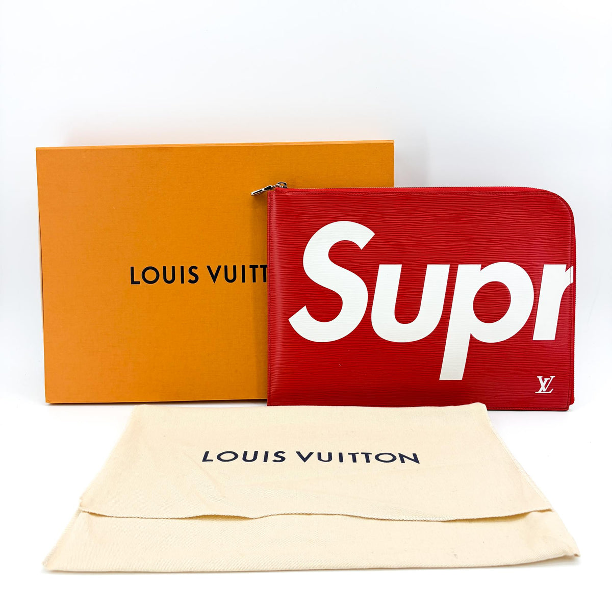 Louis Vuitton Pochette Jour Limited Edition Supreme Epi Leather, Red, Leather, Clutch