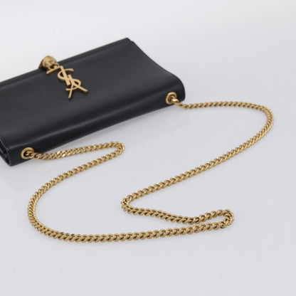 Saint Laurent Classic Monogram Tassel Leather, Black, Leather, Crossbody Bag