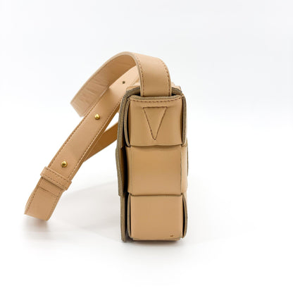 Bottega Veneta Cassette Maxi Intrecciato Leather, Beige, Leather, Crossbody Bag