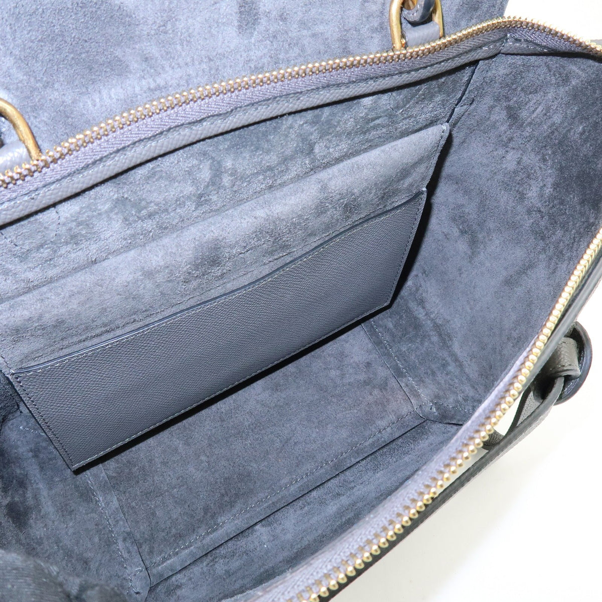 Celine Belt Textured Leather, Gray, Leather, Handbag