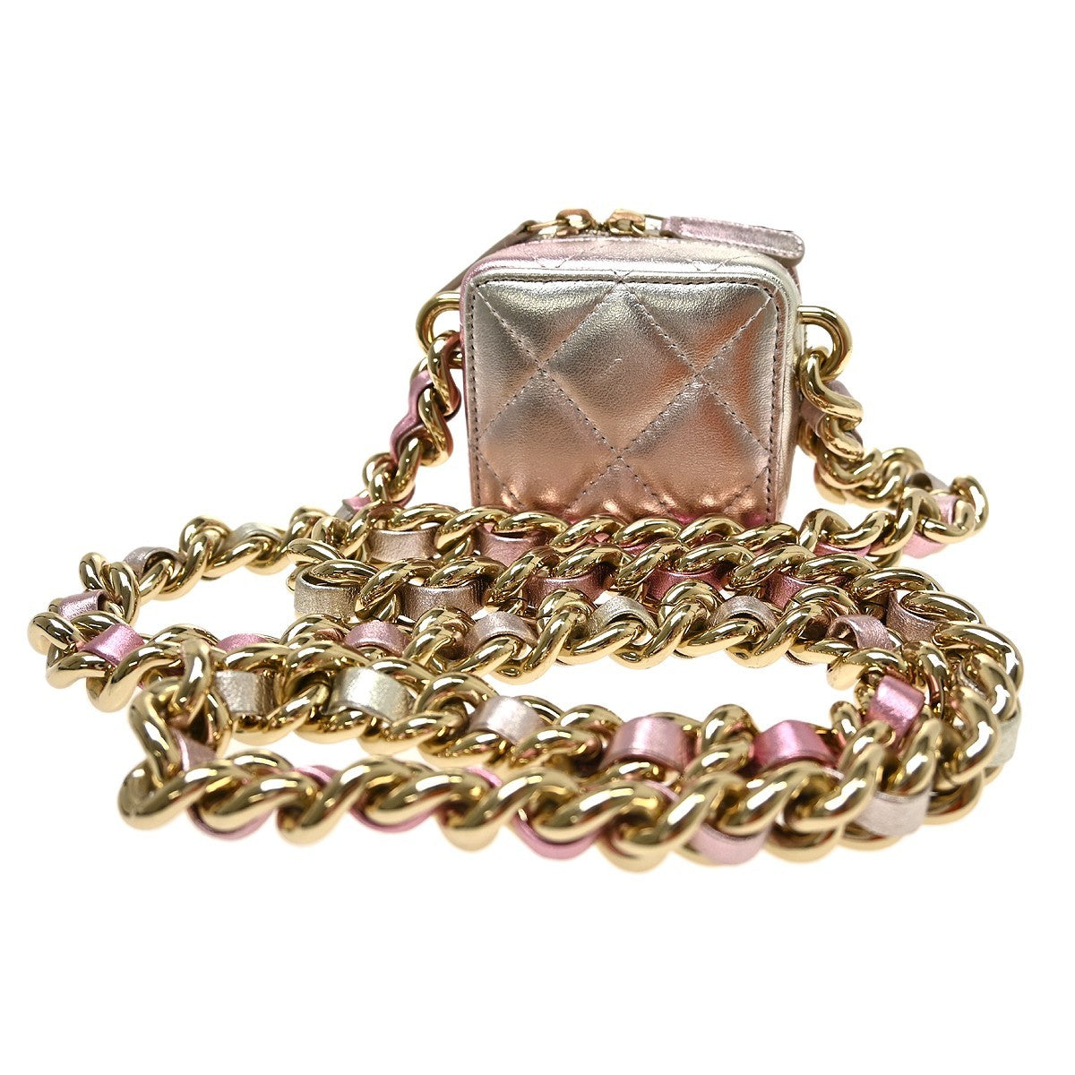 Chanel Like A Wallet Clutch With Chain Quilted Gradient Metallic Lambskin, Pink, Leather, Shoulder Bag