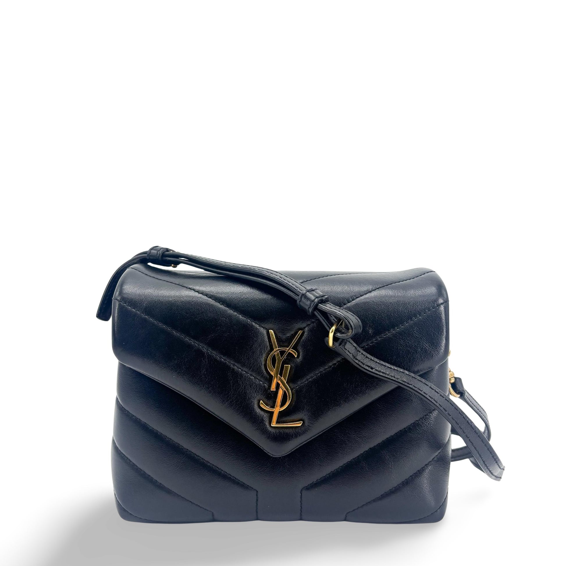 Saint Laurent LouLou Backpack Matelasse Chevron Leather, Black, Leather, Backpack