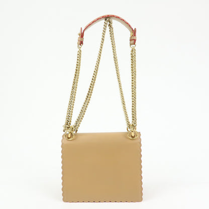 Fendi Kan I Leather, Beige, Leather, Shoulder Bag