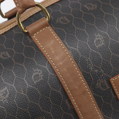 Christian Dior Vintage Honeycomb Boston Canvas and Leather, Black, Canvas, Travel Bag