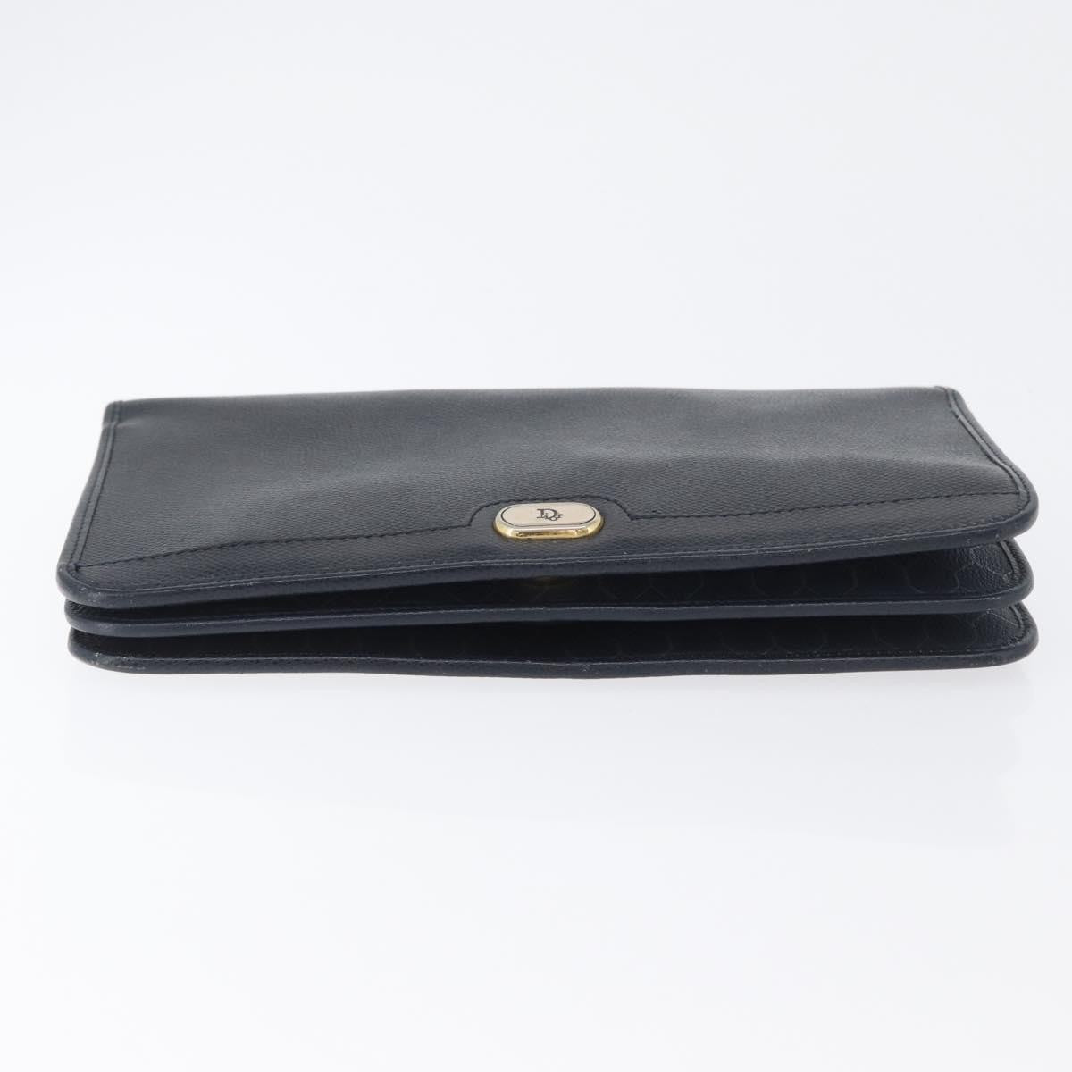 Christian Dior Vintage Chain Flap Leather, Navy, Leather, Shoulder Bag