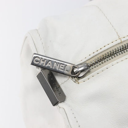 Chanel Square Stitch CC Boston Quilted Leather, White, Leather, Handbag