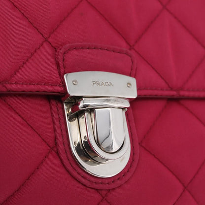 Prada Pushlock Chain Flap Quilted Tessuto, Pink, Nylon, Handbag