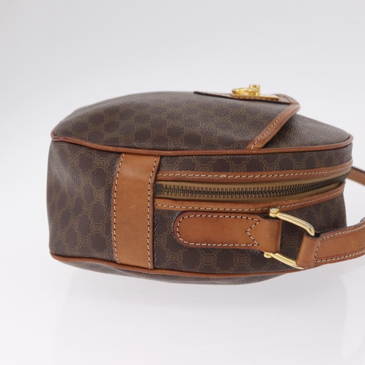 Celine Macadam Shoulder Leather, Brown, Canvas, Crossbody Bag