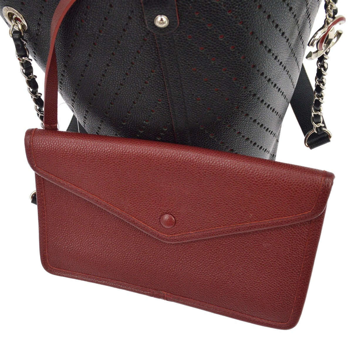 Chanel Shopping Perforated Caviar, Black, Leather, Tote Bag
