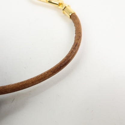 Hermes Jumbo Hook Choker Woven Leather and Metal, Brown, Leather, Necklace