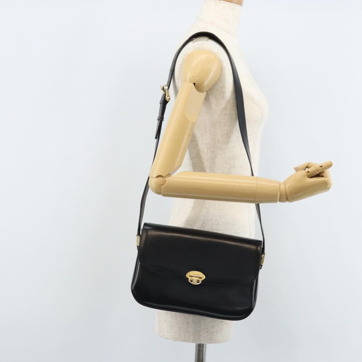 Celine Shoulder Leather, Black, Leather, Shoulder Bag