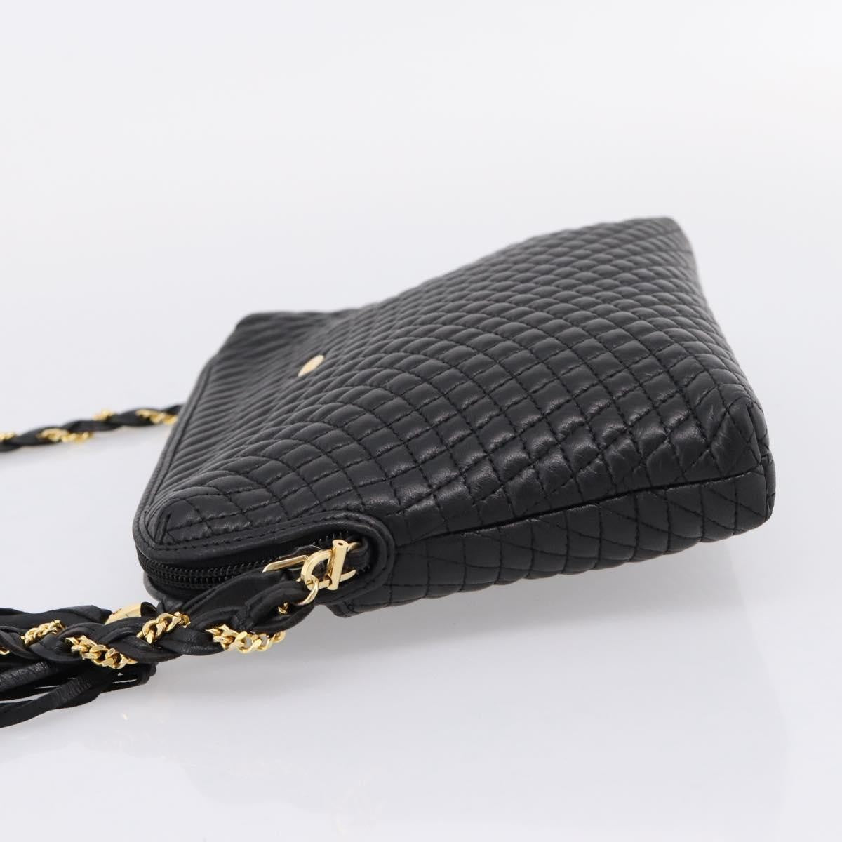 Bally Vintage Chain Quilted Leather, Black, Leather, Shoulder Bag