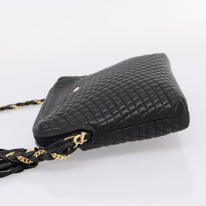 Bally Vintage Chain Quilted Leather, Black, Leather, Shoulder Bag