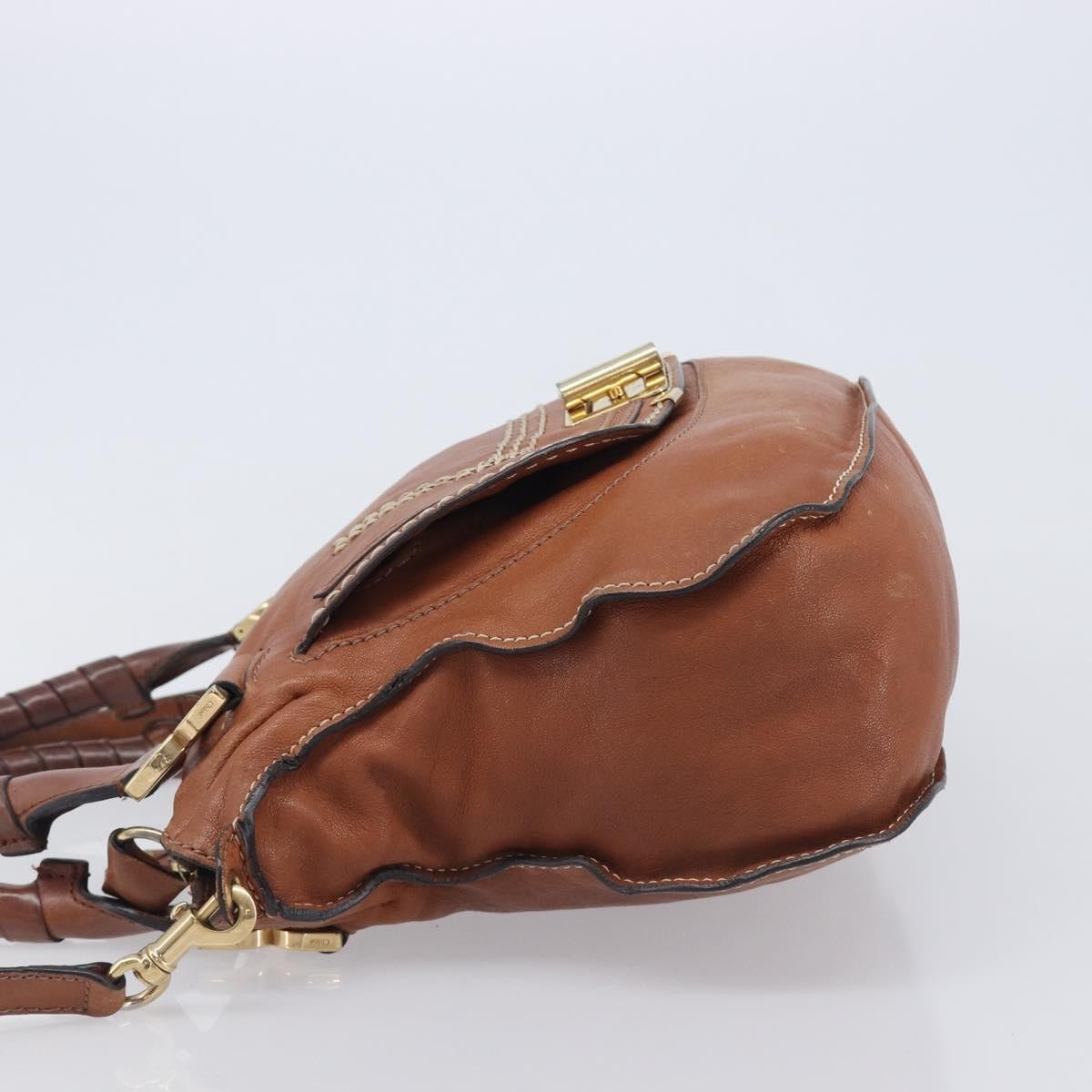 Chloe Marcie Satchel Leather, Brown, Leather, Handbag