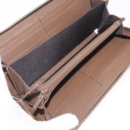 Gucci Soho Double Zip Around Leather, Brown, Leather, Wallet