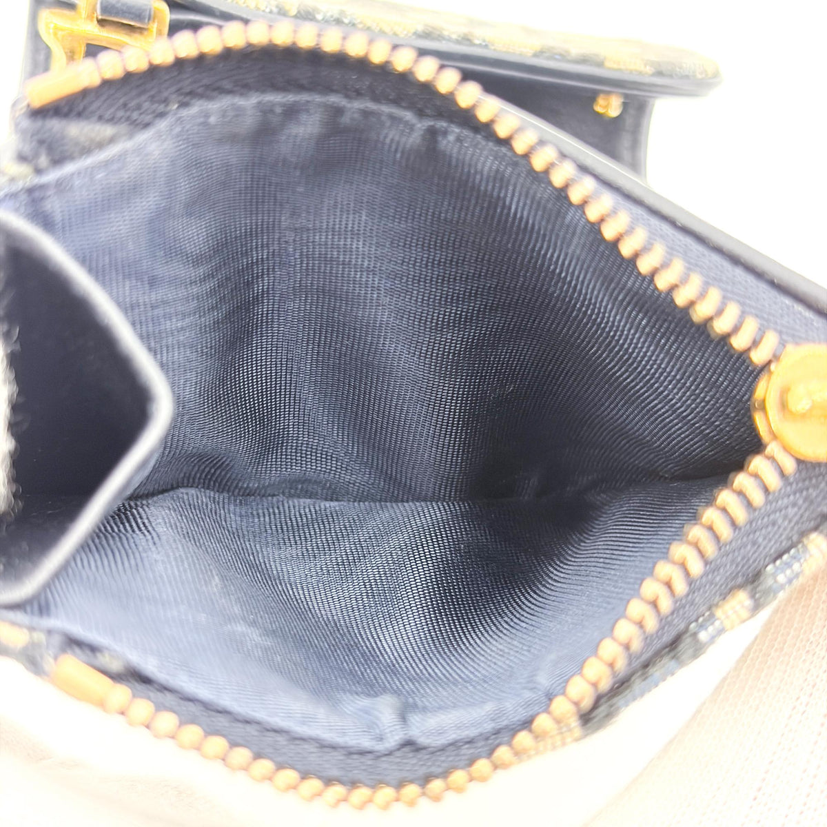 Christian Dior Saddle Flap Oblique Canvas, Navy, Canvas, Wallet