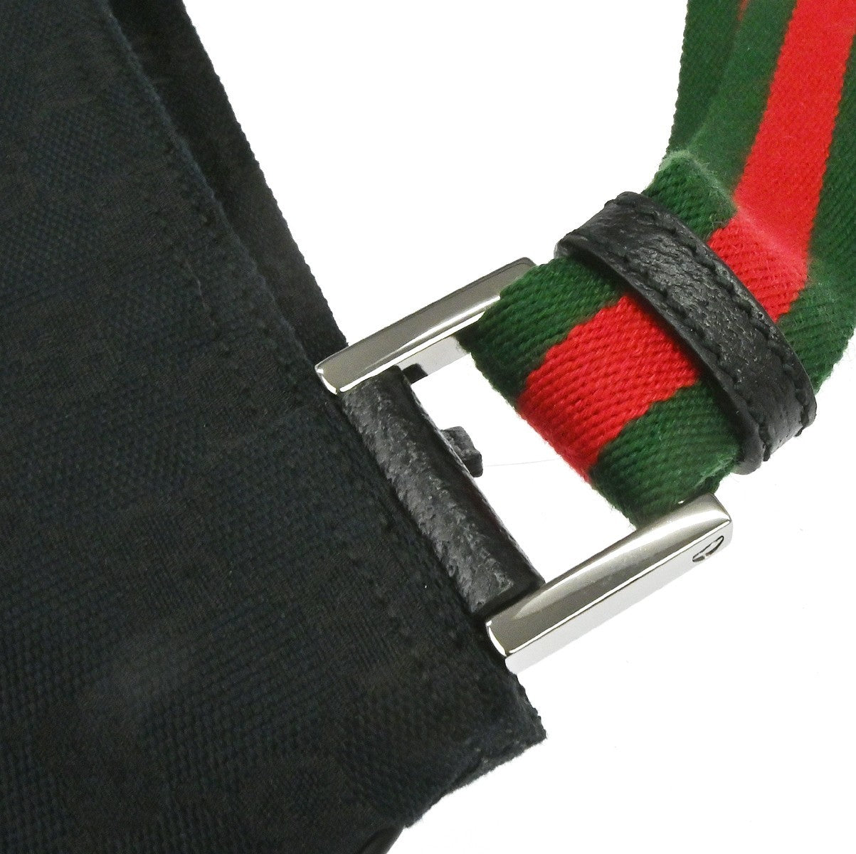 Gucci Web Strap Zip Messenger GG Canvas and leather, Black, Canvas, Shoulder Bag