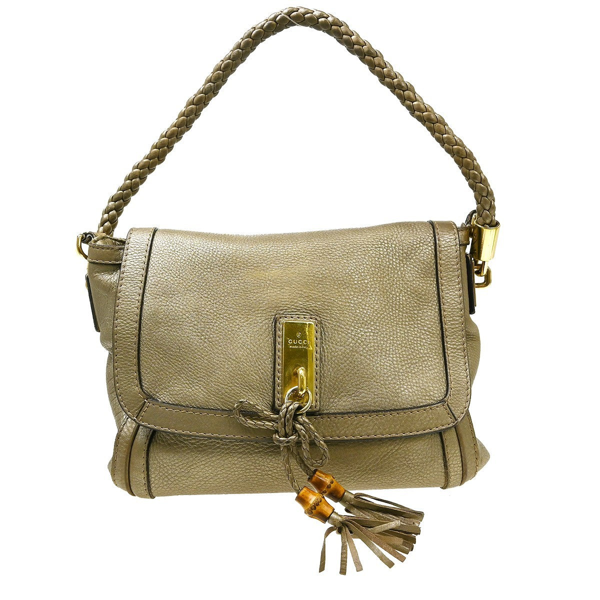 Gucci Bella Flap Leather, Gold, Leather, Shoulder Bag