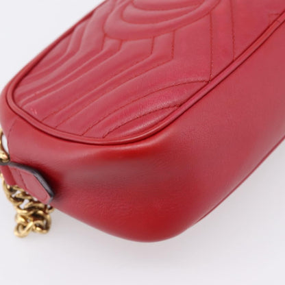 Gucci GG Marmont Matelasse Leather, Red, Leather, Shoulder Bag
