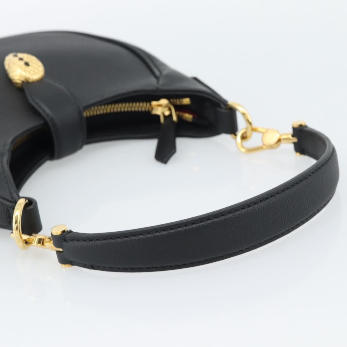 Bvlgari Serpenti Ellipse Leather, Black, Leather, Shoulder Bag