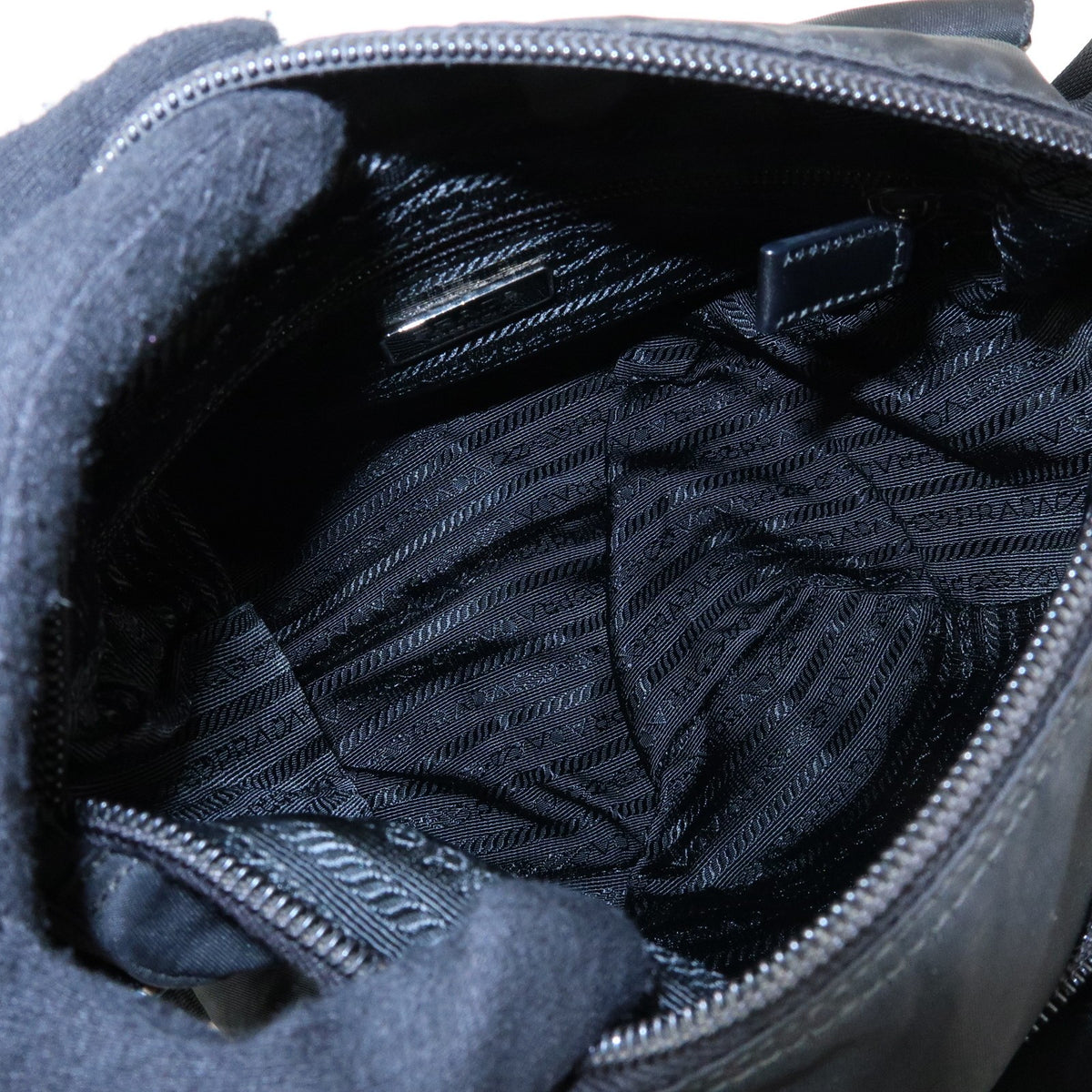 Prada Zip Buckle Messenger Tessuto, Black, Nylon, Handbag