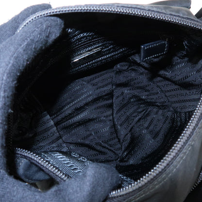 Prada Zip Buckle Messenger Tessuto, Black, Nylon, Handbag