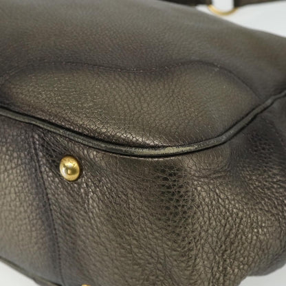 Prada Side Pocket Hobo Vitello Daino, Gold, Leather, Shoulder Bag