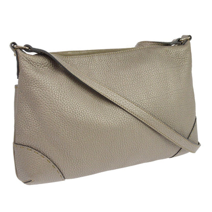 Fendi Selleria Front Pocket Leather, Gray, Leather, Crossbody Bag