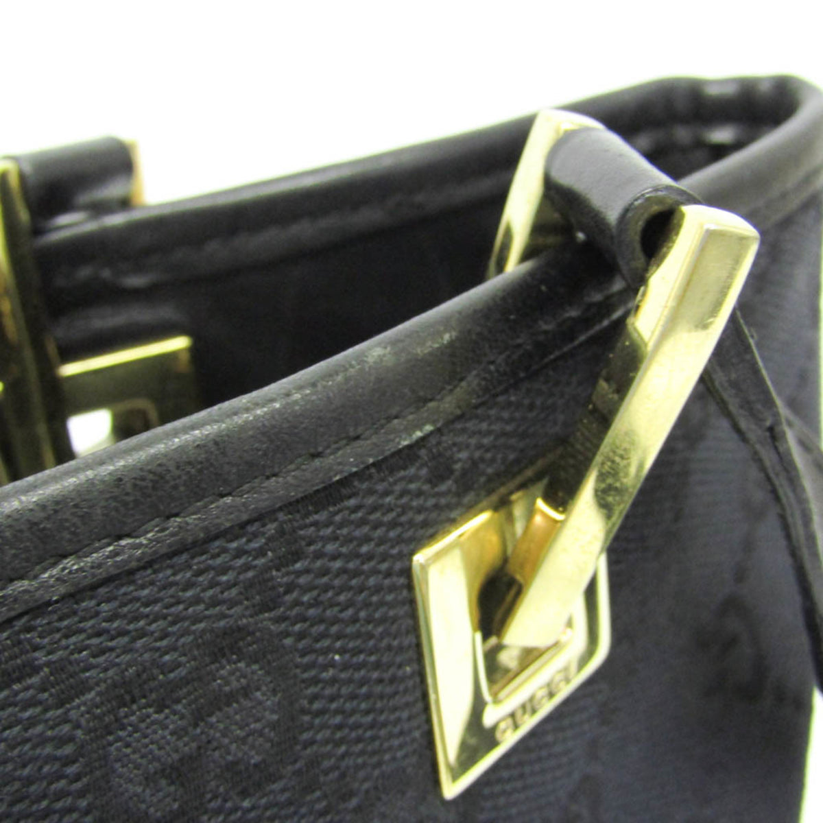 Gucci Vintage Bucket Shopping GG Canvas, Black, Canvas, Tote Bag
