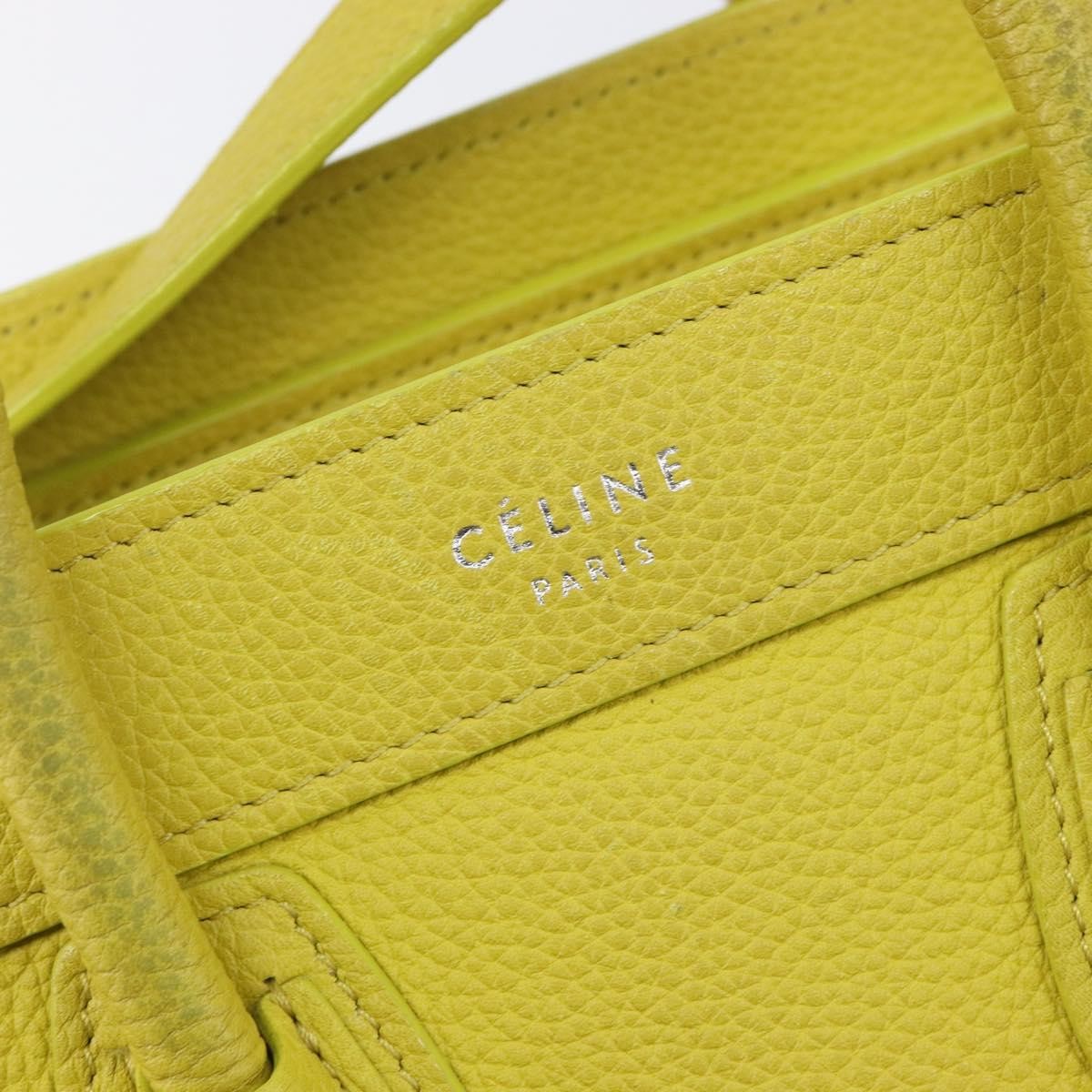 Celine Luggage Grainy Leather, Yellow, Leather, Handbag