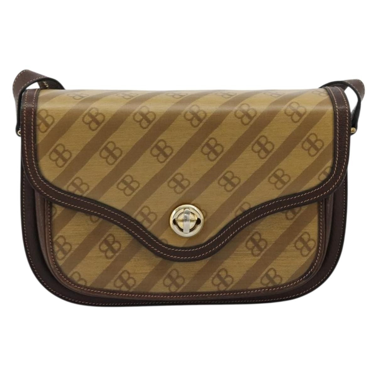 Balenciaga B. Shoulder Leather, Beige, Canvas, Shoulder Bag