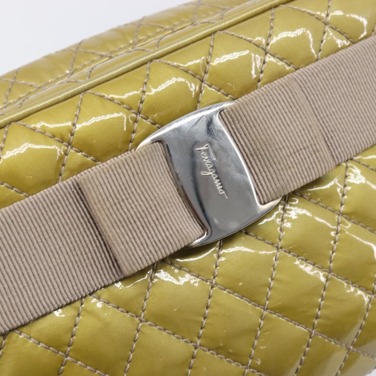 Salvatore Ferragamo Vala Patent Leather, Green, Patent Leather, Shoulder Bag