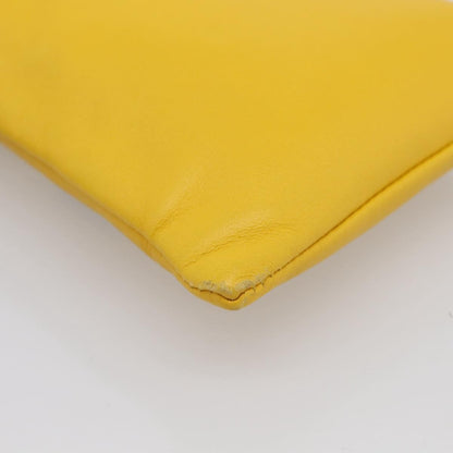 Fendi Logo Drawstring Leather, Yellow, Leather, Handbag