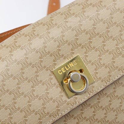 Celine Macadam Leather, Beige, Canvas, Shoulder Bag
