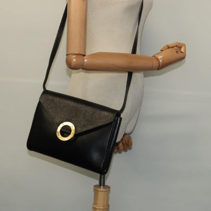 Celine Vintage Circle Logo Leather, Black, Leather, Handbag