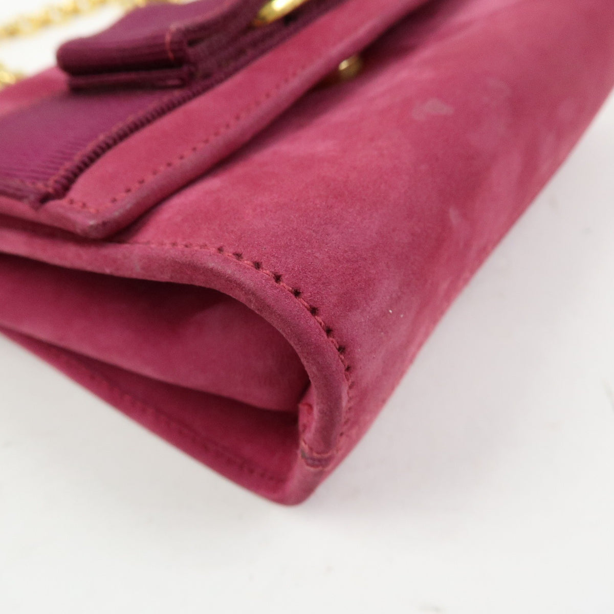 Salvatore Ferragamo Ginny Chain Waist Suede, Purple, Suede, Handbag