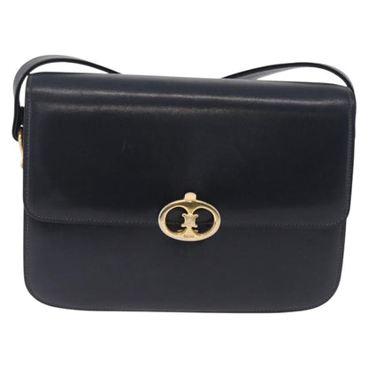 Celine Shoulder Leather, Navy, Leather, Shoulder Bag