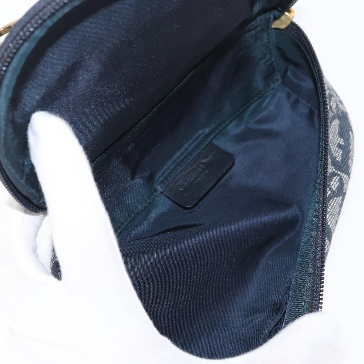 Christian Dior Saddle Zip Diorissimo Canvas, Blue, Canvas, Clutch